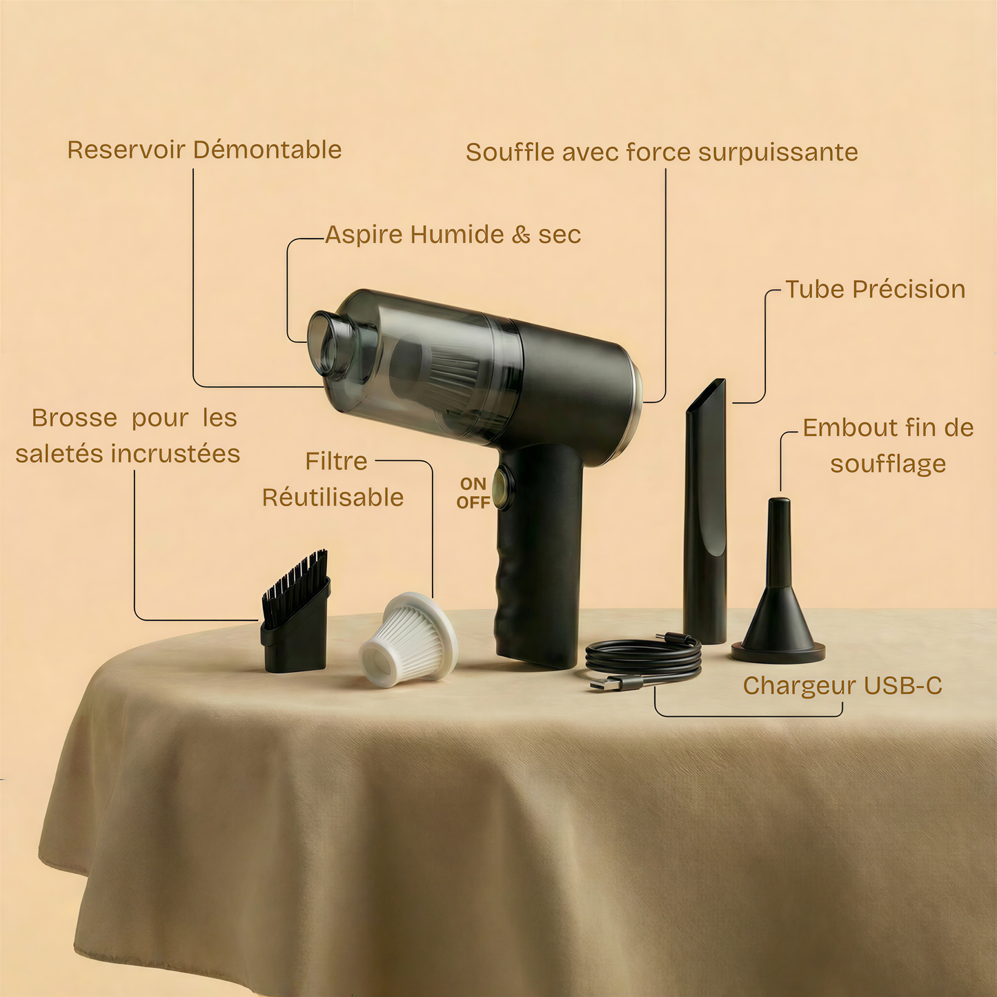 My Vacupor™ – Aspirateur-Souffleur Compact Multifonction